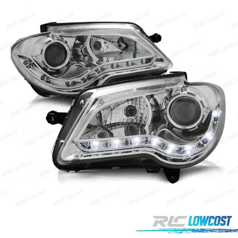 Faros Volkswagen VW Touran 06-10 LUZ Diurna Fondo Cromo | TDH Performance