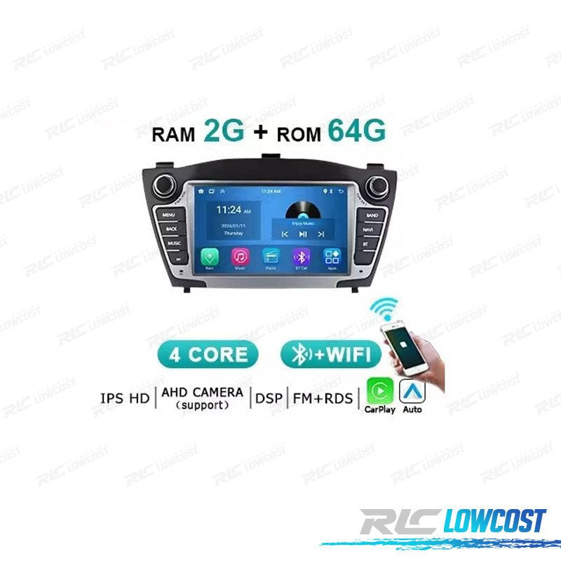 Radio GPS Android 14 PARA Hyundai IX35 09-15 64GB