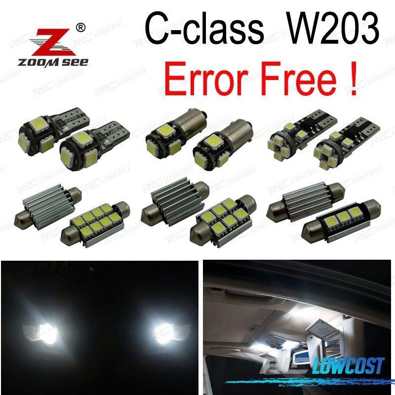 KIT 17 Bombillas LED Interior Mercedes Clase C W203 C180 C200 C220 C230 C240 C280 C320 C32 AMG C55 00-07 | TDH Performance