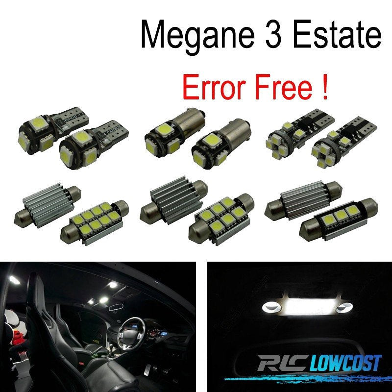 KIT 15 Bombillas LED Interior PARA Renault Megane III 3 MK3 Bienes Grandtour 09-15 | TDH Performance