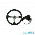 Volante Invertido PIEL Sintetica Negro Brazos Plateados Y Ribete Blanco WRC3 | TDH Performance