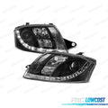 Faros AUDI TT 98-05 LUZ Diurna REAL LED Fondo Negro | TDH Performance