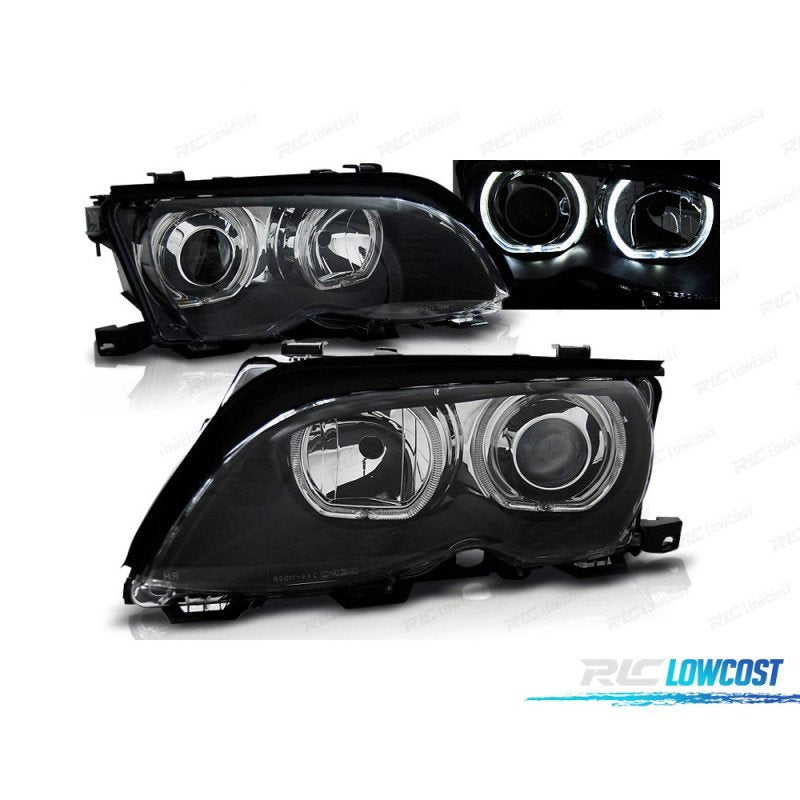 Faros BMW E46 01-05 OJOS Angel LED Negros | TDH Performance