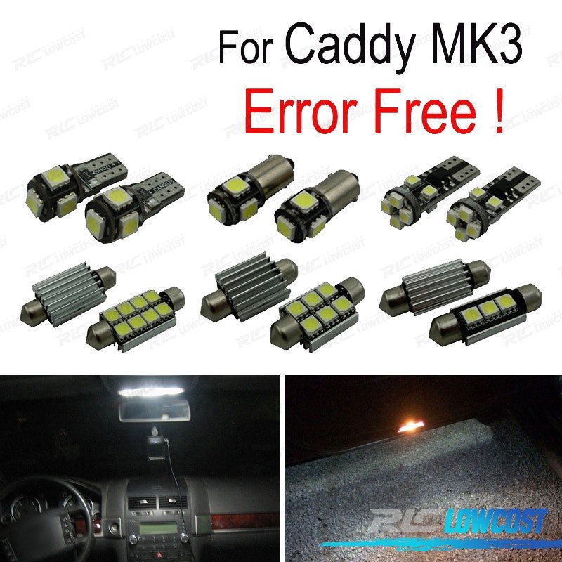 KIT 13 Bombillas LED Interior PARA Volkswagen VW Caddy MK 3 Mkiii 04-14 | TDH Performance