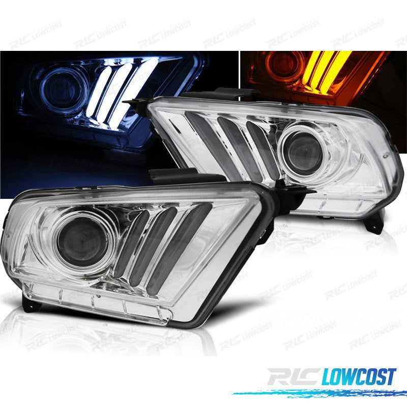 Faros FORD Mustang 10-14 LED Dinámicos Cromados | TDH Performance