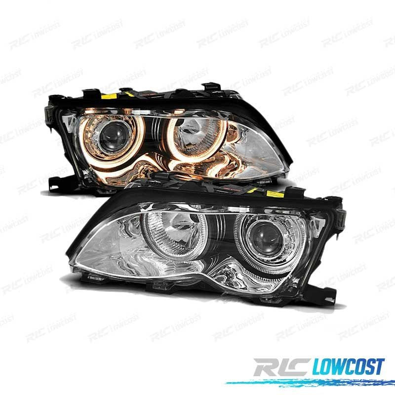 Faros BMW E46 01-05 OJOS Angel Cromados | TDH Performance