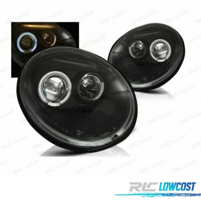 Faros PARA Volkswagen VW Beetle 98-05 OJOS Angel Fondo Negro | TDH Performance