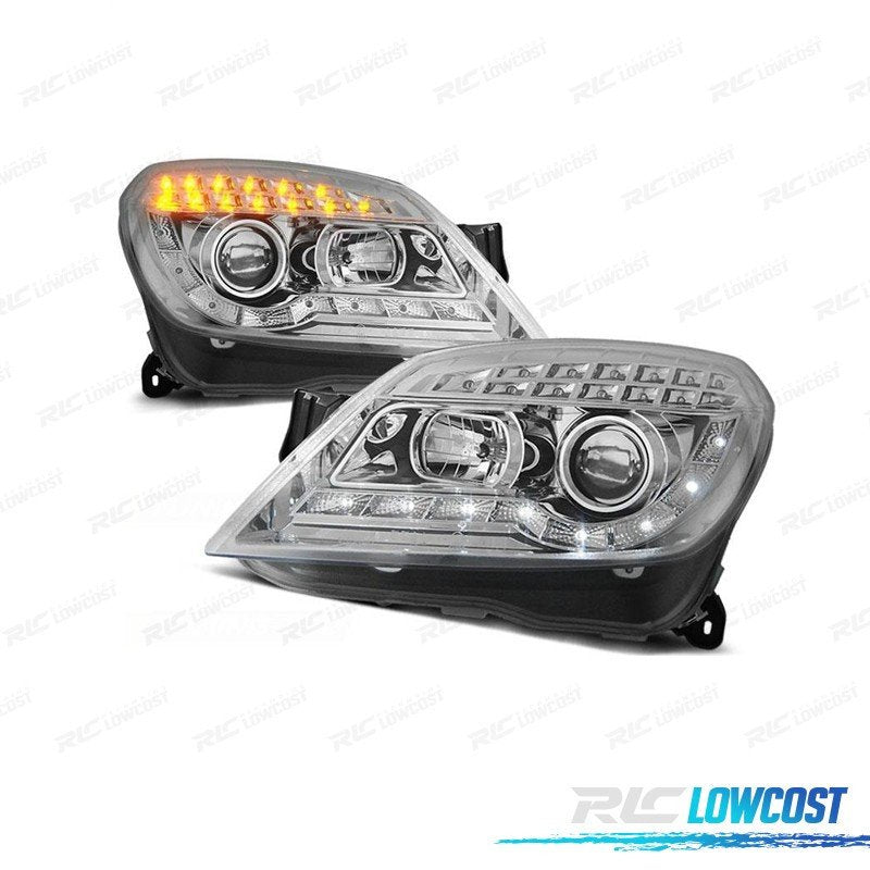 Faros PARA OPEL Astra H 04-09 LUZ Diurna + Intermitente LED Fondo Cromo | TDH Performance