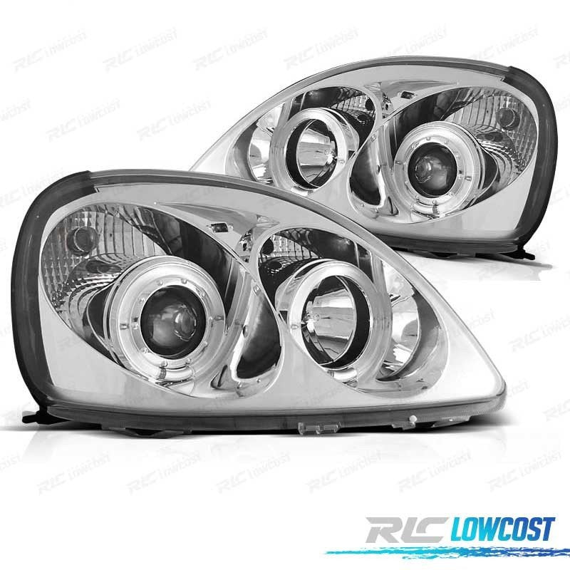 Faros Toyota Yaris 98-05 OJOS Angel Fondo Cromo | TDH Performance