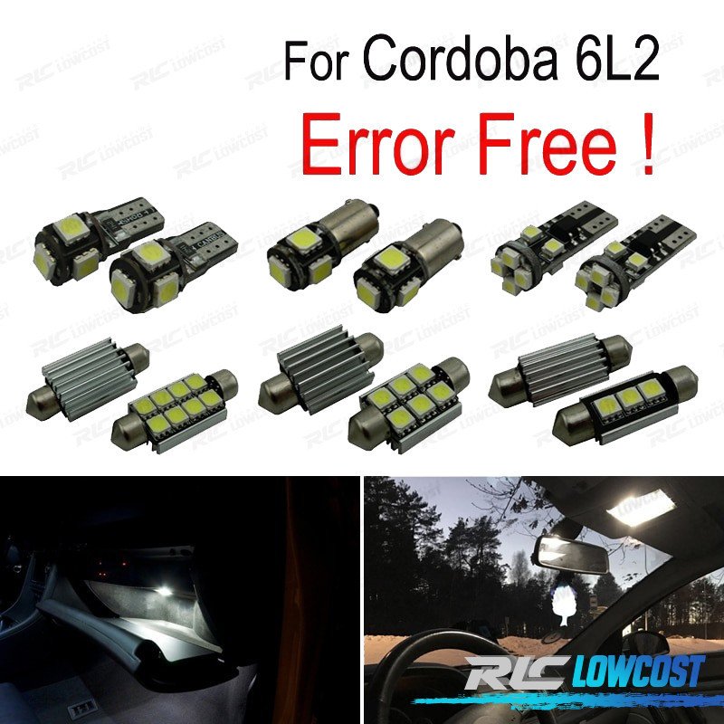 KIT 8 Bombillas LED Interior Accesorios SEAT Cordoba 6L 6L2 03-09 | TDH Performance