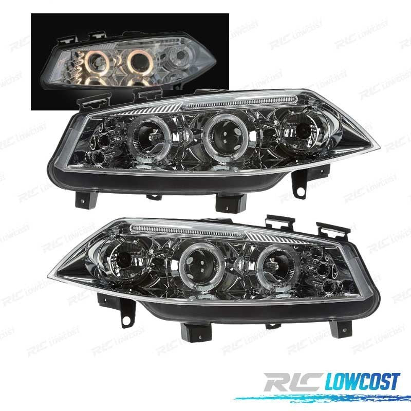 Faros Renault Megane 02-05 OJOS Angel LED Fondo Cromo | TDH Performance