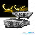 Faros BMW F30 F31 11-15 Angel EYES LUZ Diurna LED Amarilla Fondo Cromo | TDH Performance