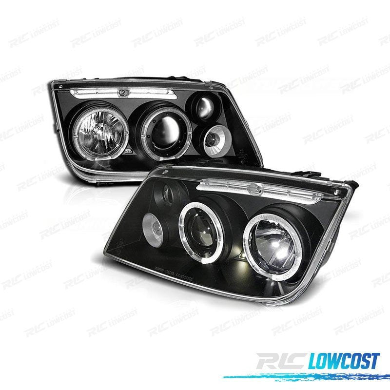 Faros Volkswagen VW BORA 98-05 OJOS Angel Fondo Negro | TDH Performance