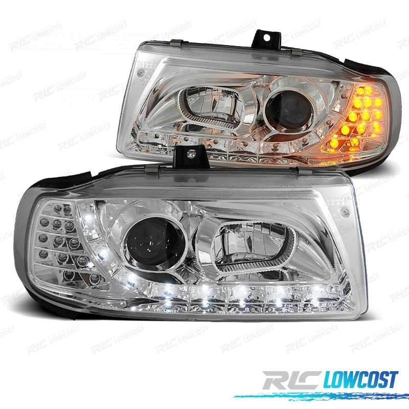 Faros SEAT Ibiza Cordoba Volkswagen VW POLO Variant Sedan 93-99 LUZ Diurna LED Cromados | TDH Performance
