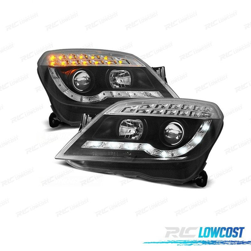 Faros PARA OPEL Astra H 04-09 LUZ Diurna + Intermitente LED Fondo Negro | TDH Performance