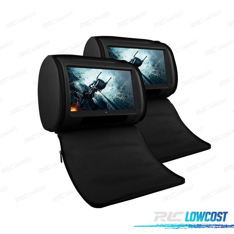 Reposacabezas Multimedia 9 Pulgadas HD Táctil USB SD Color Negro