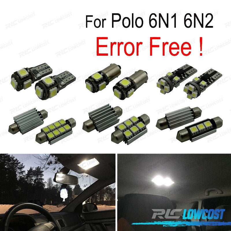 KIT 9 Bombillas LED Interior PARA Volkswagen VW POLO MK3 6N 6N1 6N2 94-01 | TDH Performance
