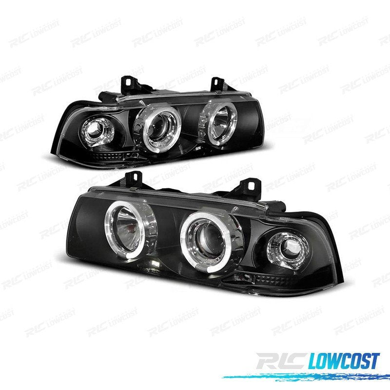 Faros BMW E36 90-99 OJOS Angel Fondo Negro CCFL | TDH Performance
