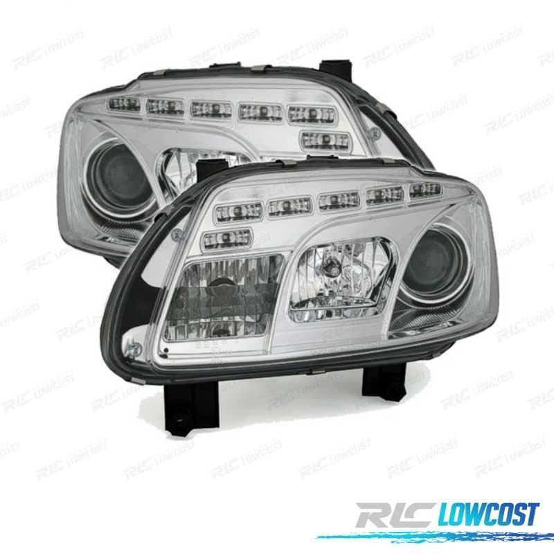 Faros PARA Volkswagen VW Touran 03-06 LUZ Diurna Fondo Cromo | TDH Performance