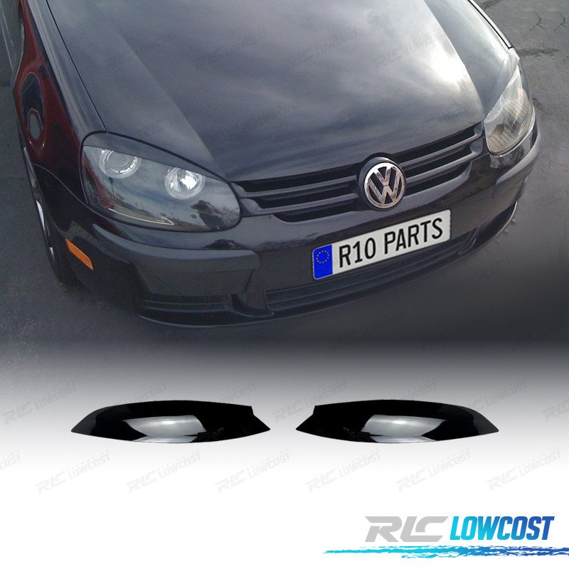 Pestañas DE Faros Volkswagen VW GOLF 5 03-08 Negro Brillo