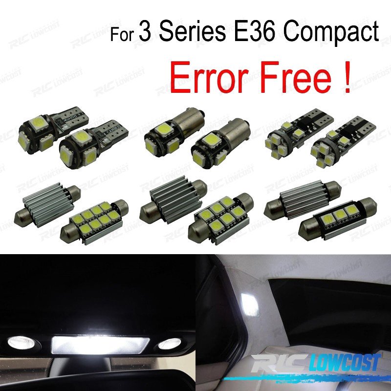 KIT 16 Bombillas LED Interior BMW Serie 3 E36 Hatchback Compacto 316G 316I 318tds 318ti 323ti 94-00 | TDH Performance