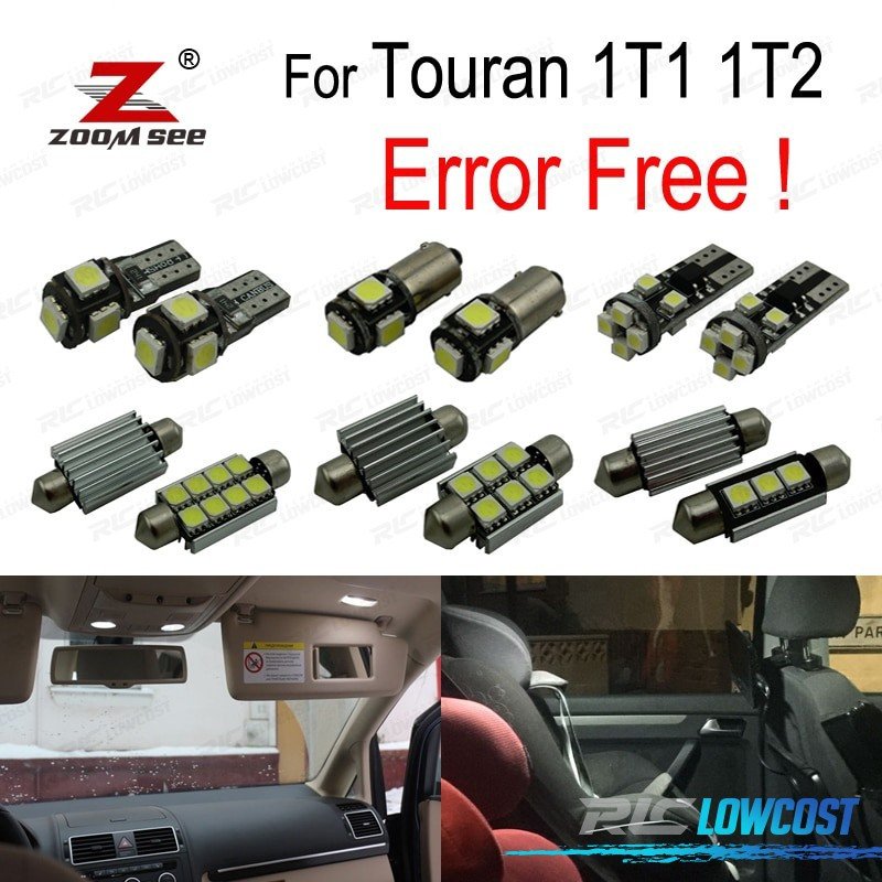 KIT 18 Bombillas LED Interior PARA Volkswagen VW Volkswagen VW Touran 1T1 1T2 2003-2010 | TDH Performance