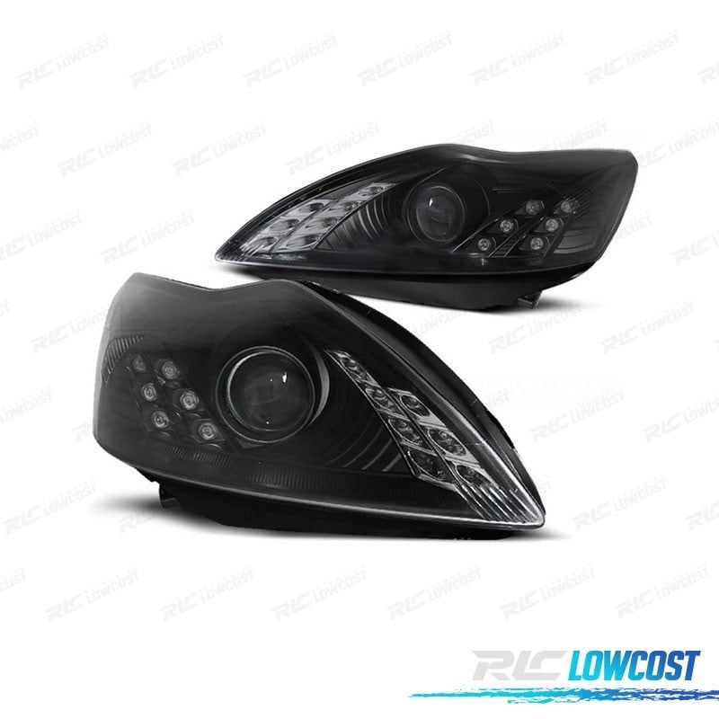 Faros FORD Focus 08-11 OJOS Angel Fondo Negro | TDH Performance