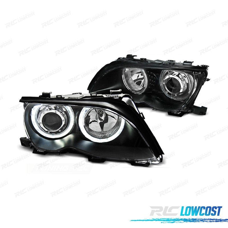 Faros BMW E46 OJOS Angel LED CCFL 4 Puertas 01-05 Fondo Negro | TDH Performance