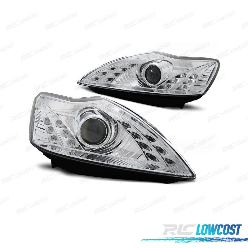Faros FORD Focus 08-11 OJOS Angel Fondo Cromo | TDH Performance