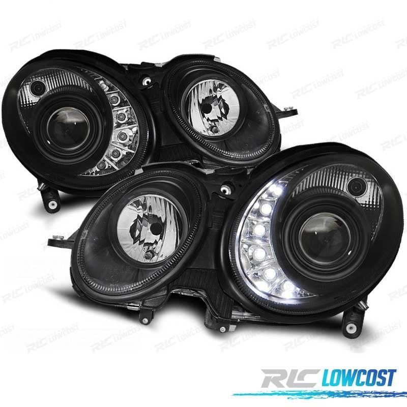 Faros Mercedes Clase E W211 02-06 LUZ Diurna Fondo Negro | TDH Performance
