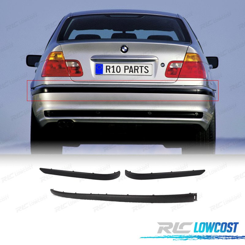 Molduras Paragolpes Traseiro BMW E46 Sedan 98-01 Negro MATE