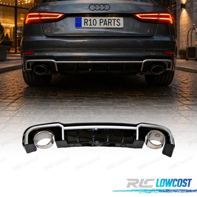 Difusor AUDI A3 Sedan S LINE 17-20 LOOK RS3 Negro Brillo + Colas Escape | TDH Performance