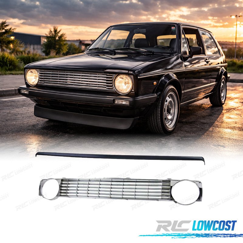 Parrilla Volkswagen VW GOLF 1 Cabrio Caddy 74-92 Cromado + Moldura Negro | TDH Performance