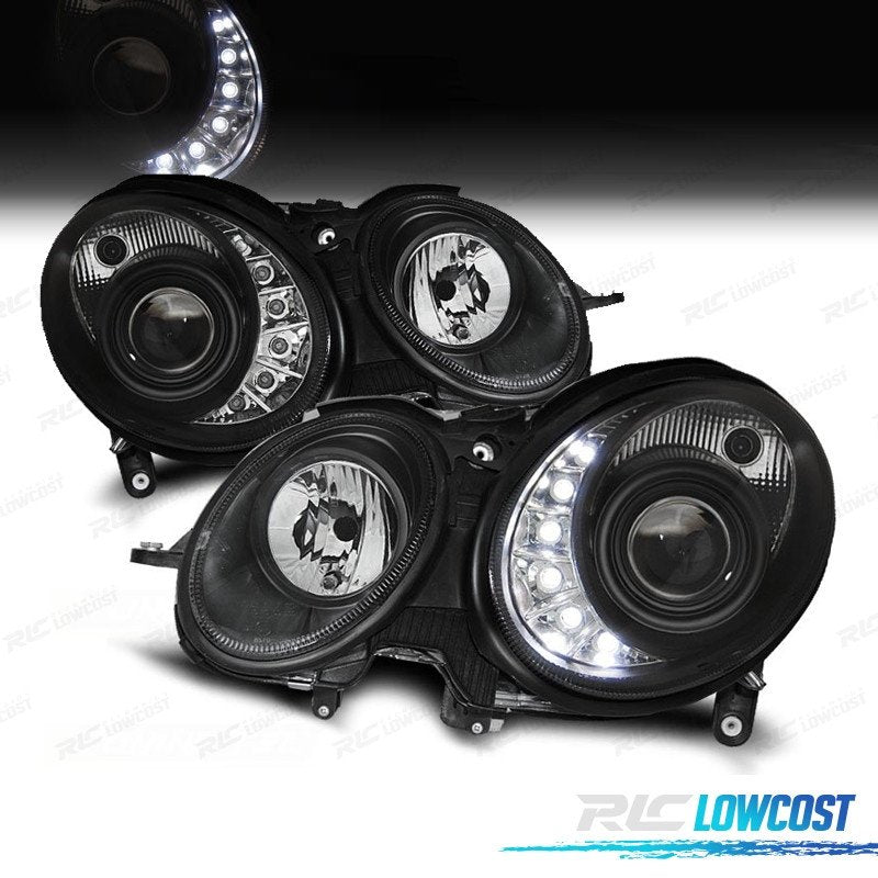Faros Xenon Mercedes Clase E W211 02-06 LUZ Diurna Fondo Negro | TDH Performance