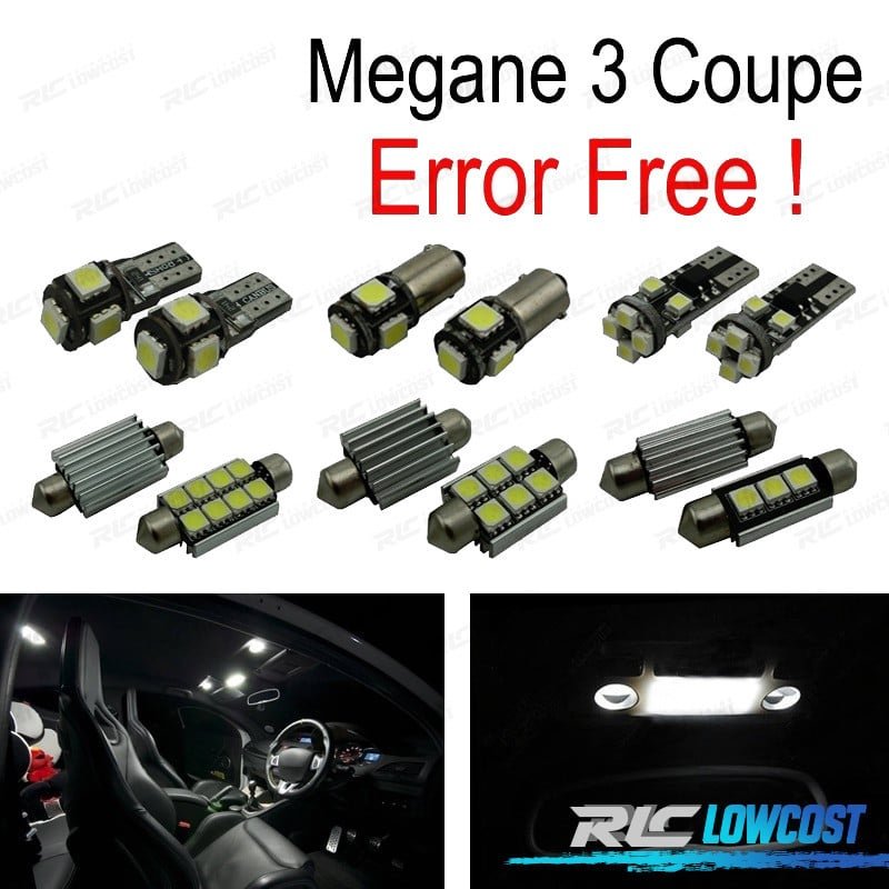 KIT 12 Bombillas LED Interior PARA Renault Megane III 3 MK3 Coupe 09-16 | TDH Performance