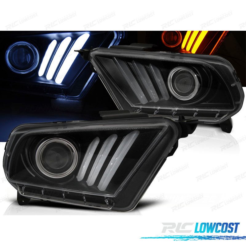 Faros FORD Mustang 10-14 LED Dinámicos Negro | TDH Performance