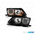 Faros BMW E46 01-05 OJOS Angel Fondo Negro Electrico | TDH Performance