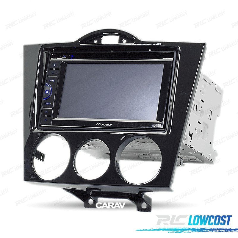 Marco Negro Brillo Radio 2-din PARA Mazda RX-8 03-08 AIRE Acondicionado Manual