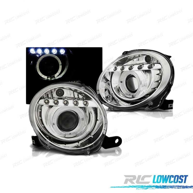 Faros OJOS Angel LED PARA FIAT 500 07- Cromados | TDH Performance