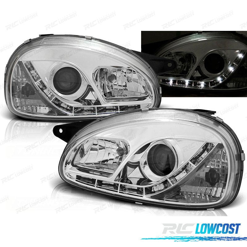 Faros PARA OPEL Corsa B 93-00 LUZ Diurna Cromados
