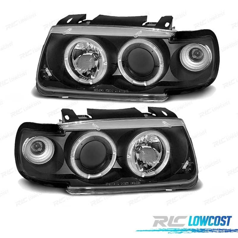 Faros Volkswagen VW POLO 6N 95-98 OJOS Angel Fondo Negro | TDH Performance