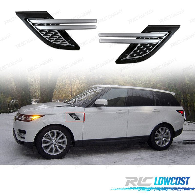Entradas DE AIRE Laterales Range Rover Sport 13-17 Negro Brillo Plata