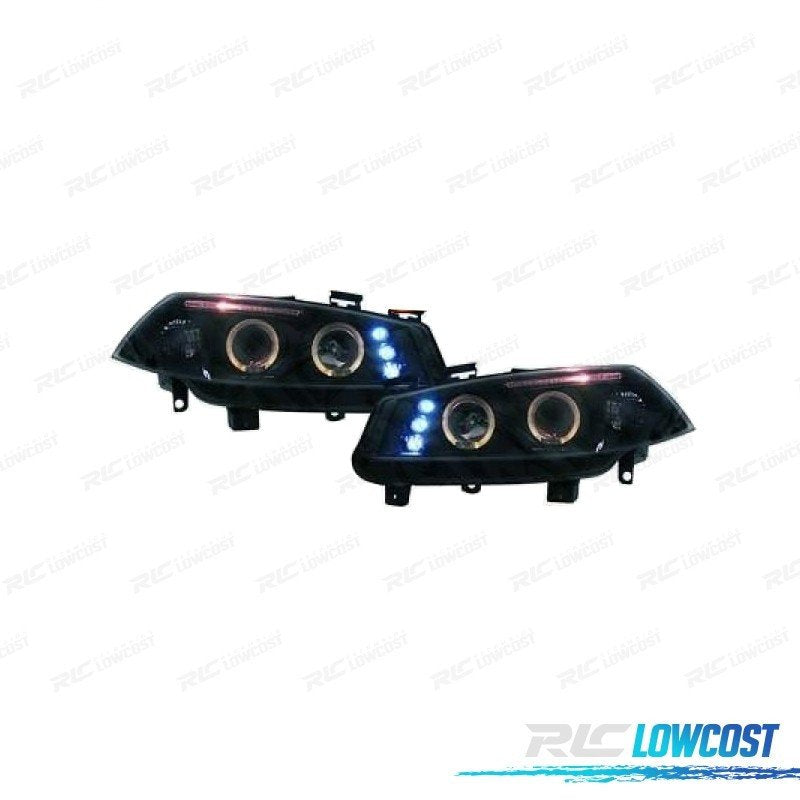 Faros Renault Megane 02-05 OJOS Angel + LED Fondo Negro | TDH Performance