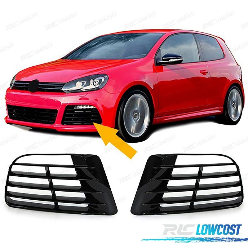 Rejillas Niebla Volkswagen VW GOLF 6 08-12 R20 Negro Brillo