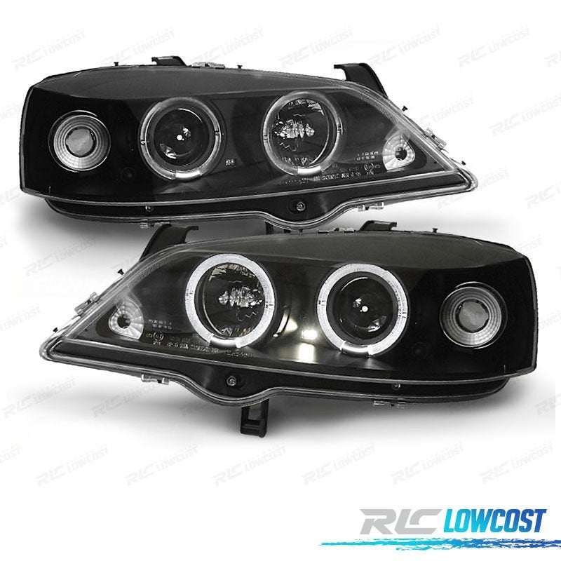 Faros PARA OPEL Astra G 97-04 OJOS Angel Fondo Negro H1-h1 | TDH Performance