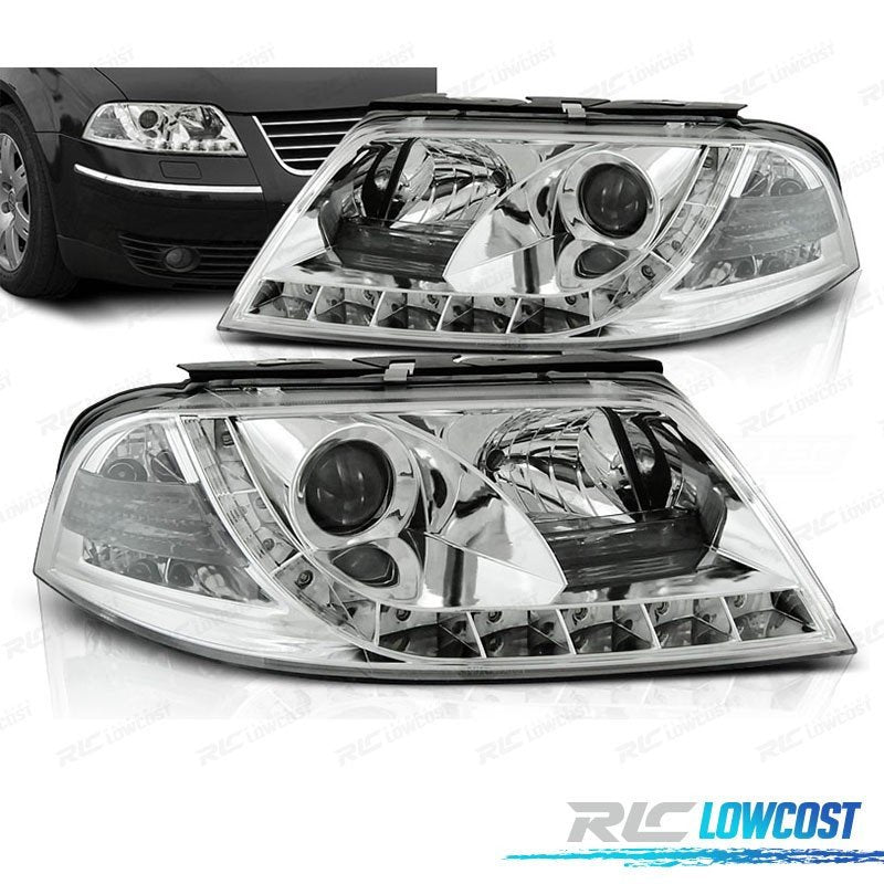 Faros PARA Volkswagen VW Passat 3BG 00-05 Fondo Cromo LUZ Diurna | TDH Performance