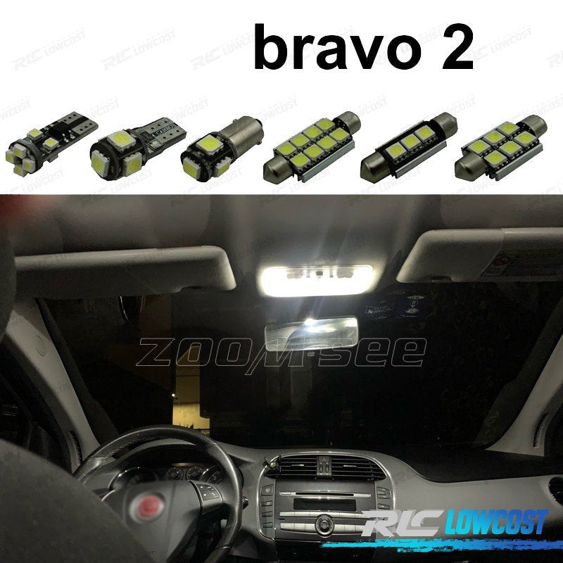 KIT 10 Bombillas LED Interior PARA FIAT Bravo 2 MK2 07-16 | TDH Performance