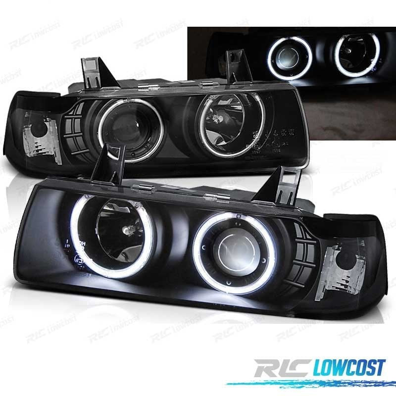 Faros BMW E36 90-99 CCFL OJOS Angel Fondo Negro | TDH Performance