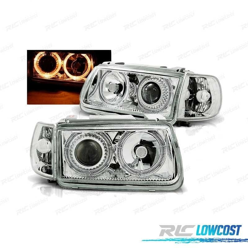 Faros PARA Volkswagen VW POLO 6N 94-99 OJOS Angel Fondo Cromo Elec. | TDH Performance