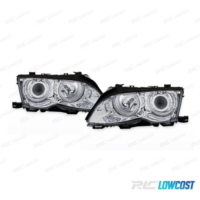 Faros BMW E46 4P 01-05 OJOS Angel CCFL Fondo Cromo | TDH Performance
